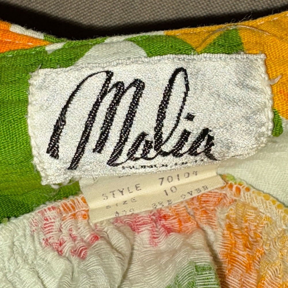 Vintage Malia Honolulu 1960s 70s Orange Green Floral Halter Neck Maxi Dress - S - Picture 10 of 12